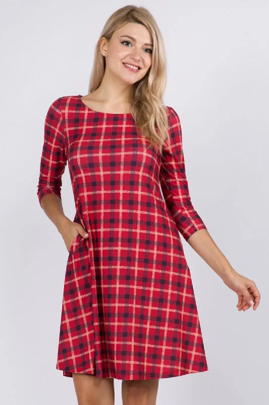 Traditional Plaid A-line Dress