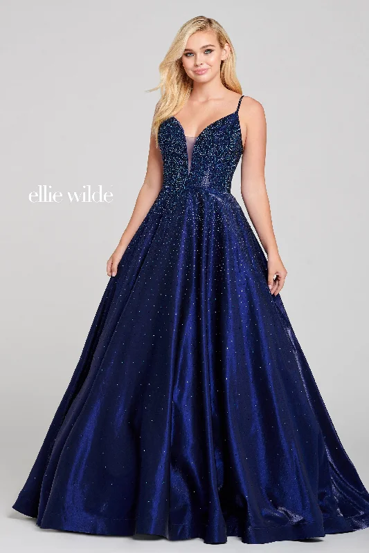 Ellie Wilde EW121005 Long Ball Gown Metallic Prom Dress