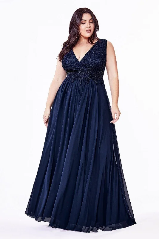 Navy 24 Cinderella Divine S7201 Long Plus Size Prom Dress Sale