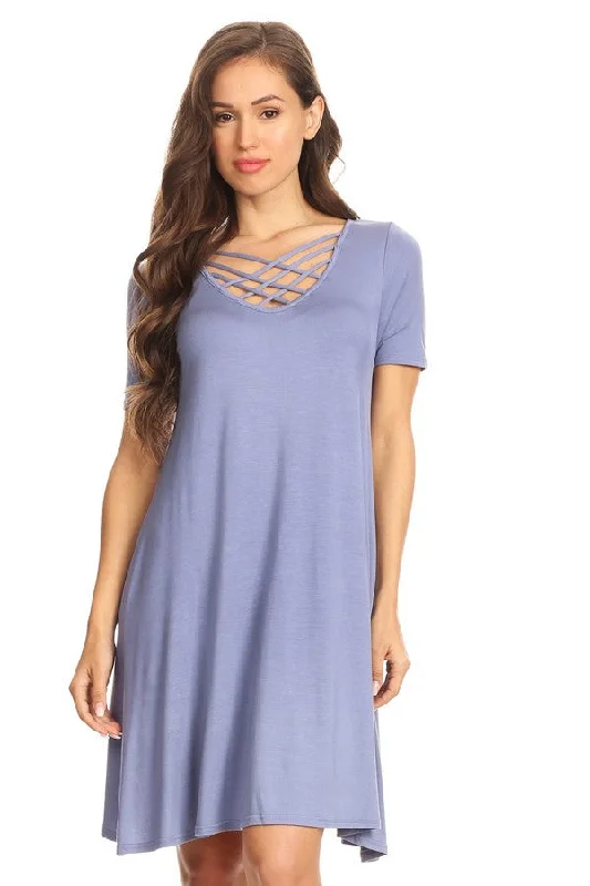 Crossing Paths Short Sleeve Trapeze Dress