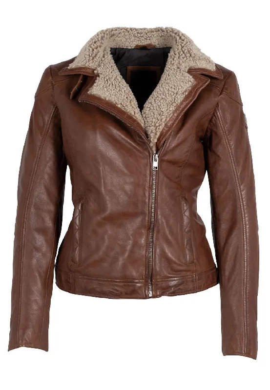 Women's Jenja Leather Jacket In Cognac