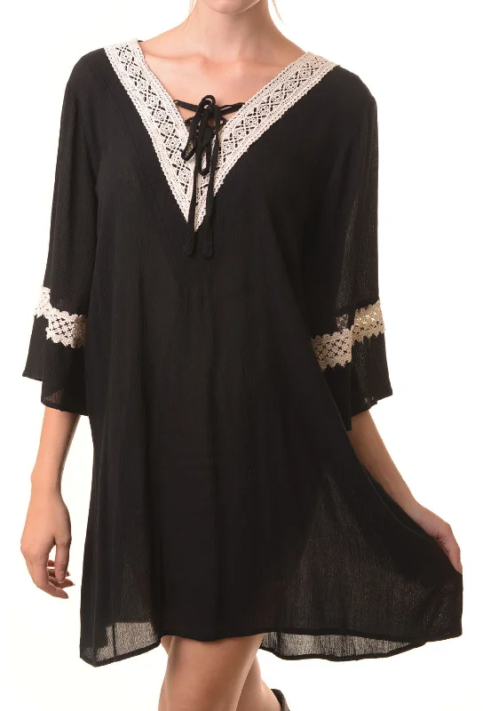 Bohemian Chiffon Bell Sleeve Dress