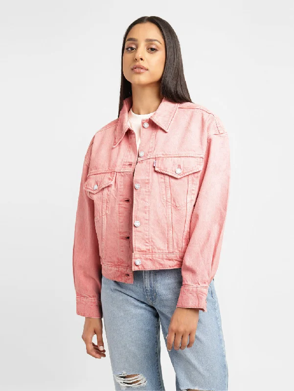 Levi's x Deepika Padukone Solid Peach Spread Collar Denim Jacket