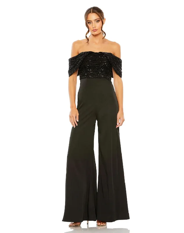 Mac Duggal 11667 Formal Sequined Off Shoulder Jumpsuit