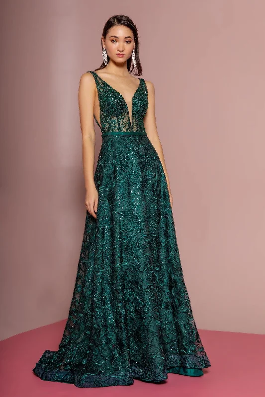 Lace Embellished Long Prom Dress