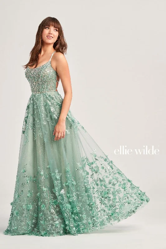 Ellie Wilde EW35240 Long Ball Gown Glitter Prom Formal Dress