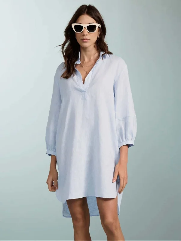 Vanessa Linen Tunic | Light Blue