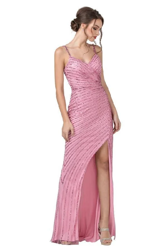 Long Formal Sequins Spaghetti Straps Prom Dress