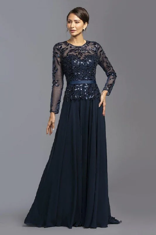 Sequin Embellished Long Formal Dress