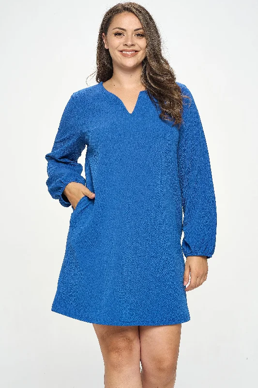 Plus Women's Long Sleeve Shift Dress