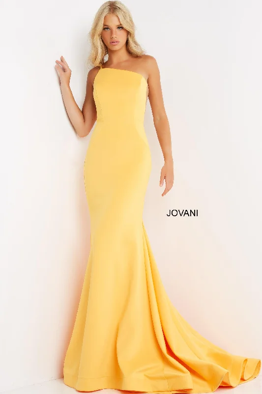 Yellow 0 Jovani 06763 One Shoulder Sexy Long Prom Dress Sale