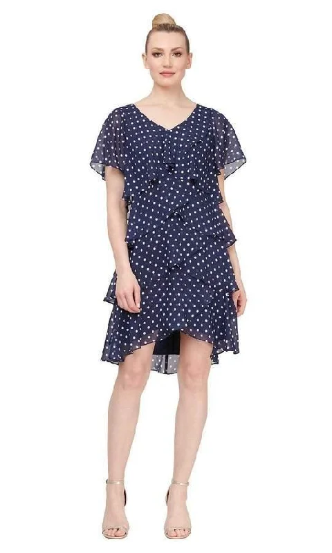 SL Fashions 9171352 Polka Dot Short Dress