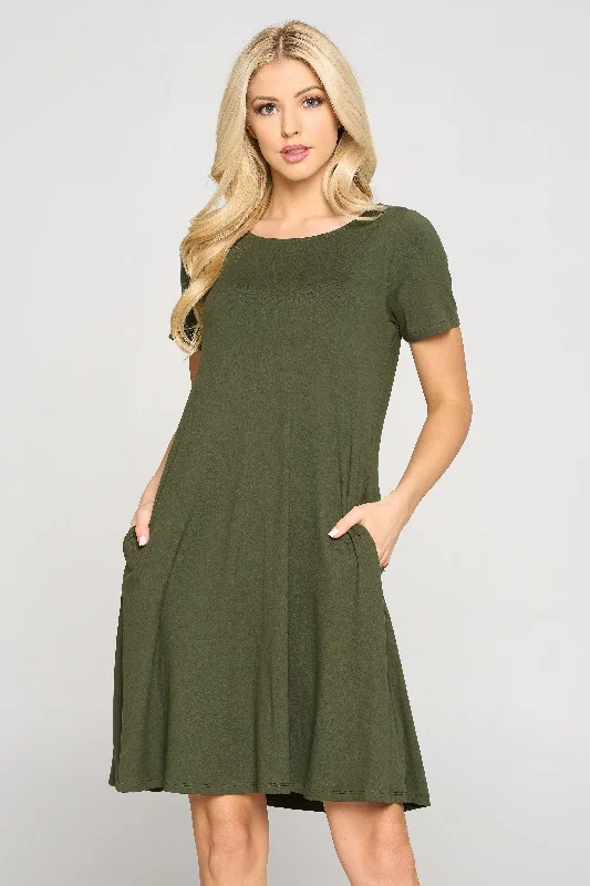 Basic A-Line Short Sleeve Dress