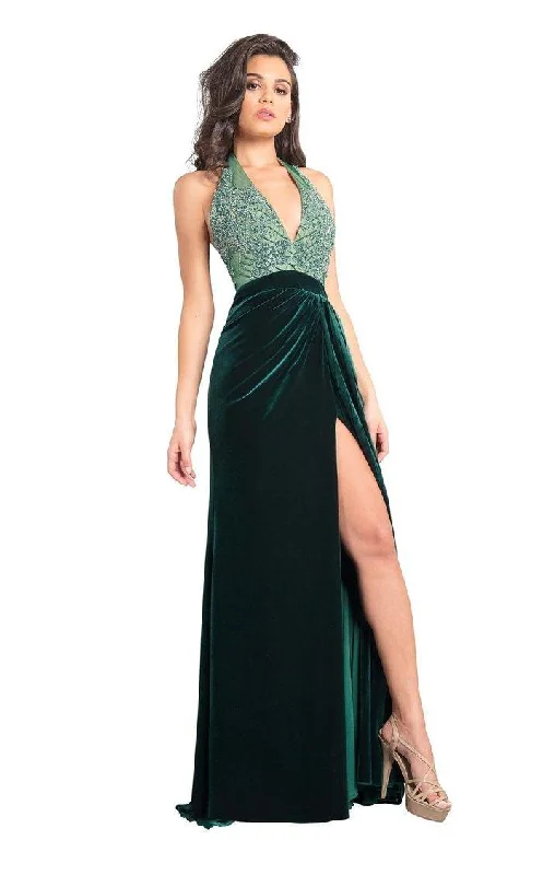 Rachel Allan Prom Long Beaded Halter Dress 8345