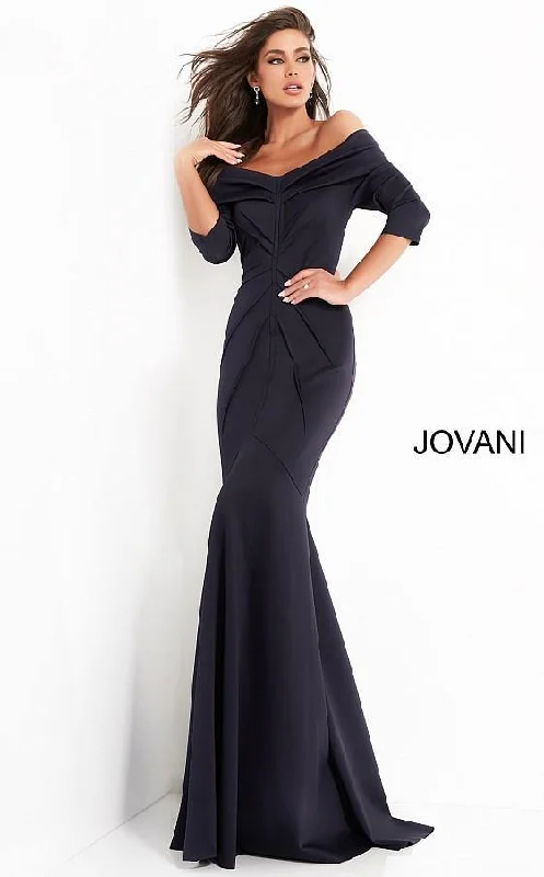 Jovani 02760 Long Three Quarter Sleeve Formal Prom Dress