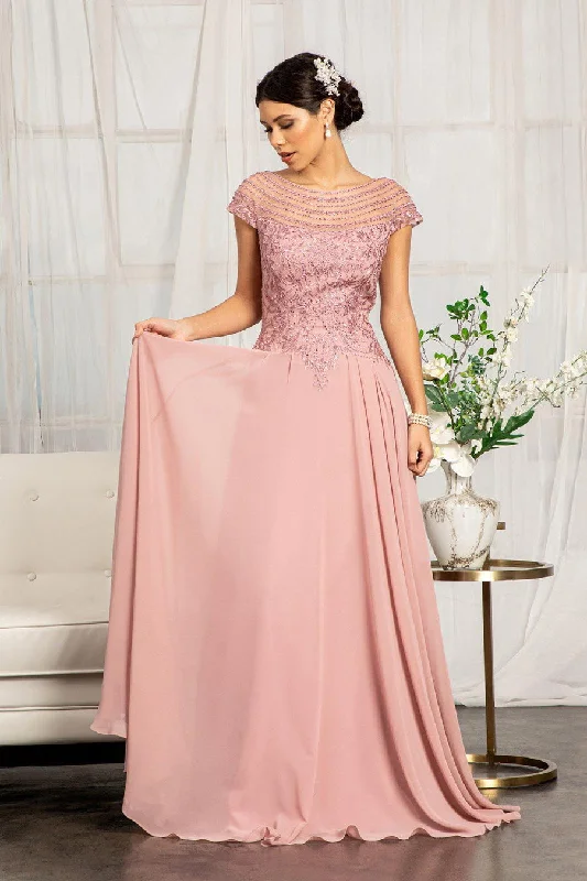 Dusty Rose L Long Formal Chiffon Mother of the Bride Dress Sale