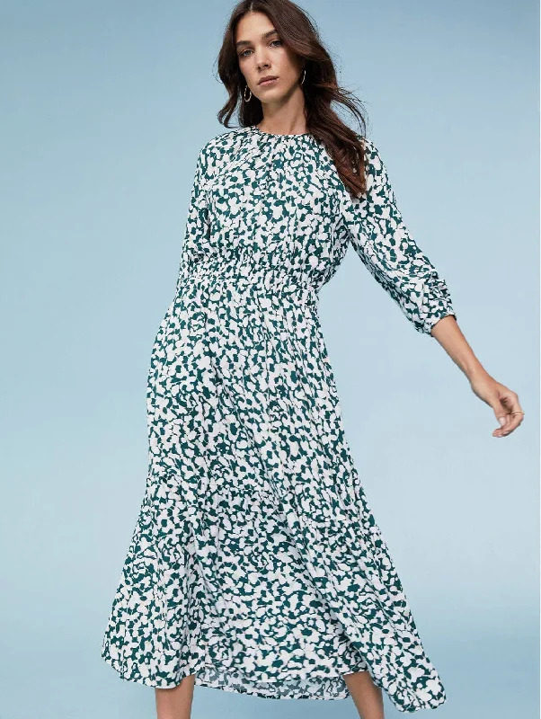 Aubriella LENZING™ ECOVERO™ Dress | Green Petal Leopard