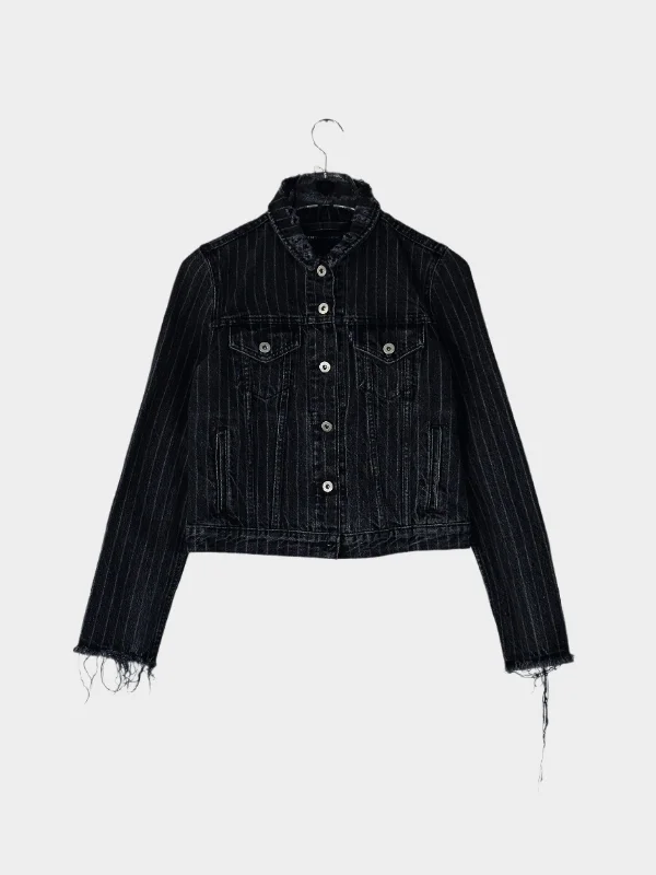 Off White Collab Pin-stripes Denim Jacket