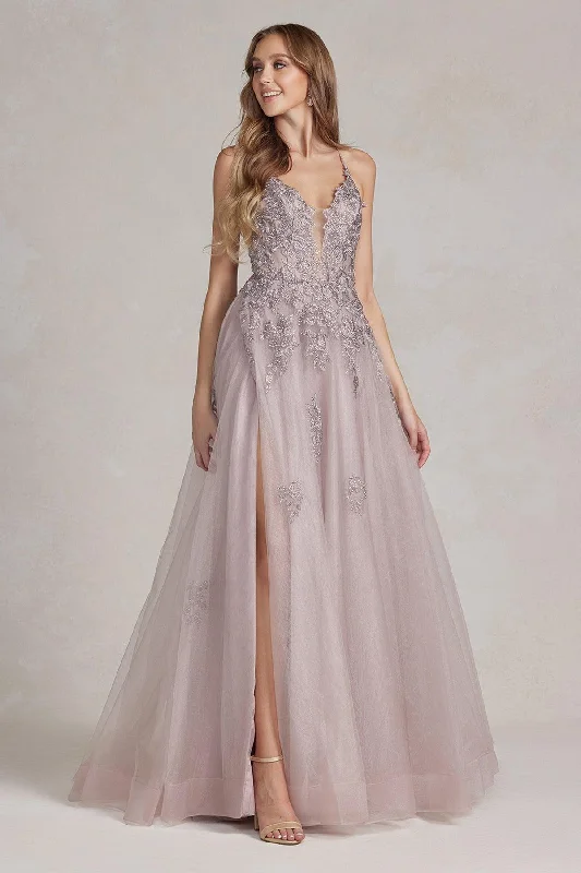 Mauve 16 Nox Anabel G1149 Long Spaghetti Strap Prom Gown Sale