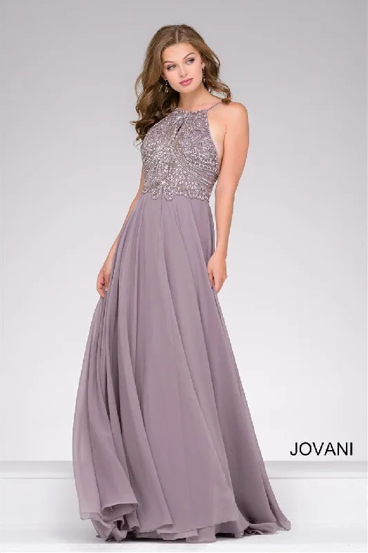 Jovani 49499 Beaded Halter Long Prom Dress