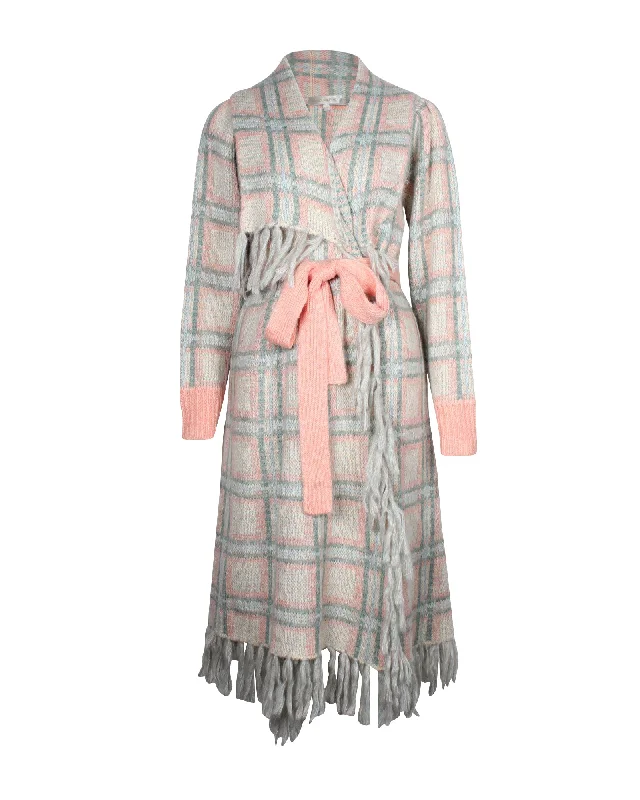 Love Shack Fancy Avie Plaid Duster Coat in Multicolor Acrylic