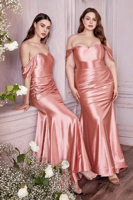 Dusty Rose 2X Cinderella Divine CH163C Plus Size Off Shoulder Long Prom Dress Sale