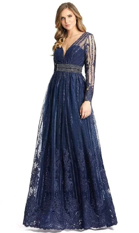 Navy 12 Mac Duggal 66591 Formal Long Sleeve Evening Dress Sale