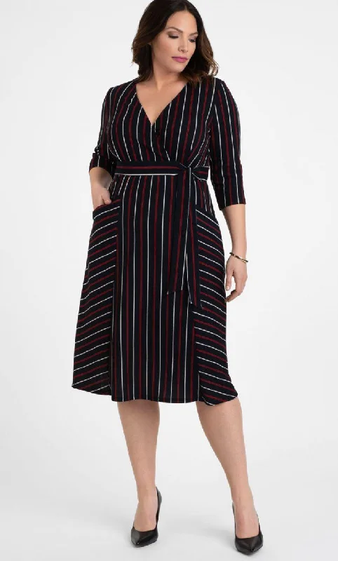 Kiyonna Short Faux Wrap Dress Formal Cocktail with Pockets