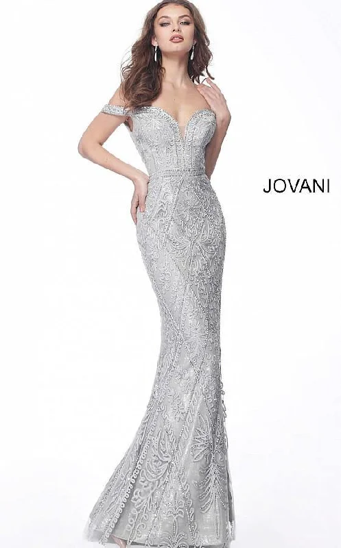 Jovani 68130 Long Off Shoulder Prom Dress