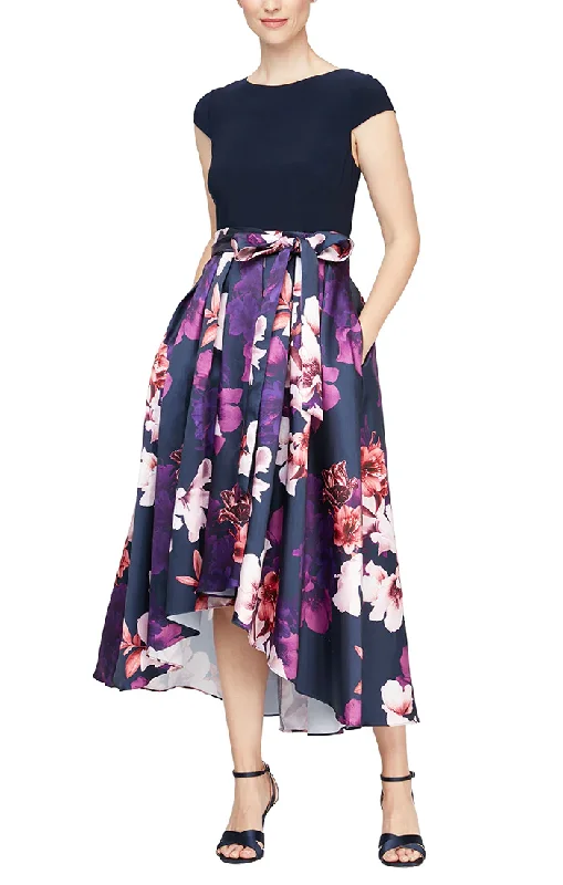 SL Fashions 9259256 Petite Printed Skirt Long Formal Dress