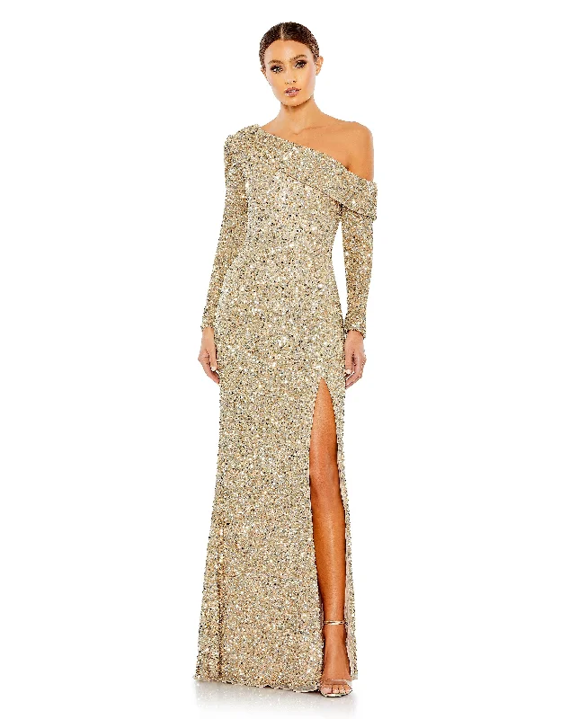 Shimmering Gold 12 Mac Duggal 5449 Mother of the Bride Long Dress Sale