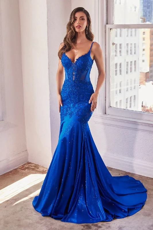 Cinderella Divine S470 Mermaid Prom Fitted Long Formal Dress