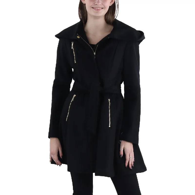 Womens Wool Blend Hooded Wool Coat