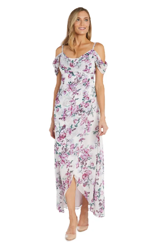 R&M Richards 1240 Formal Floral Print High Low Dress