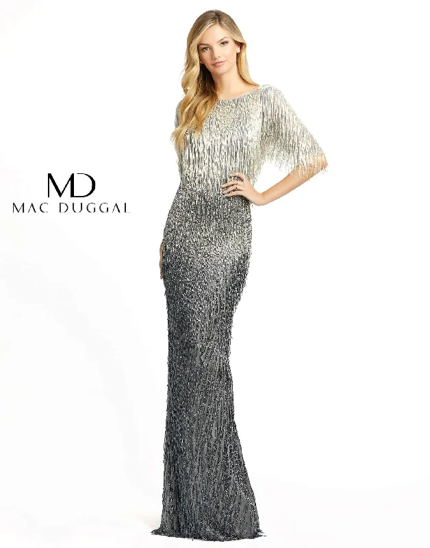 Mac Duggal Long Formal Beaded Evening Sheath Dress