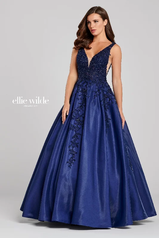 Ellie Wilde EW120115 Long Ball Gown Pocket Prom Dress