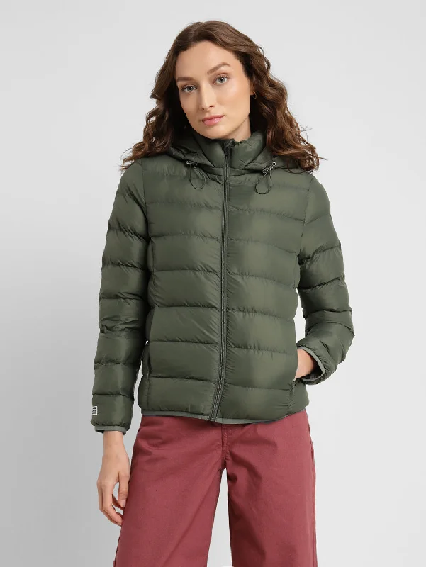 Women's Solid Hooded Quilted Jacket