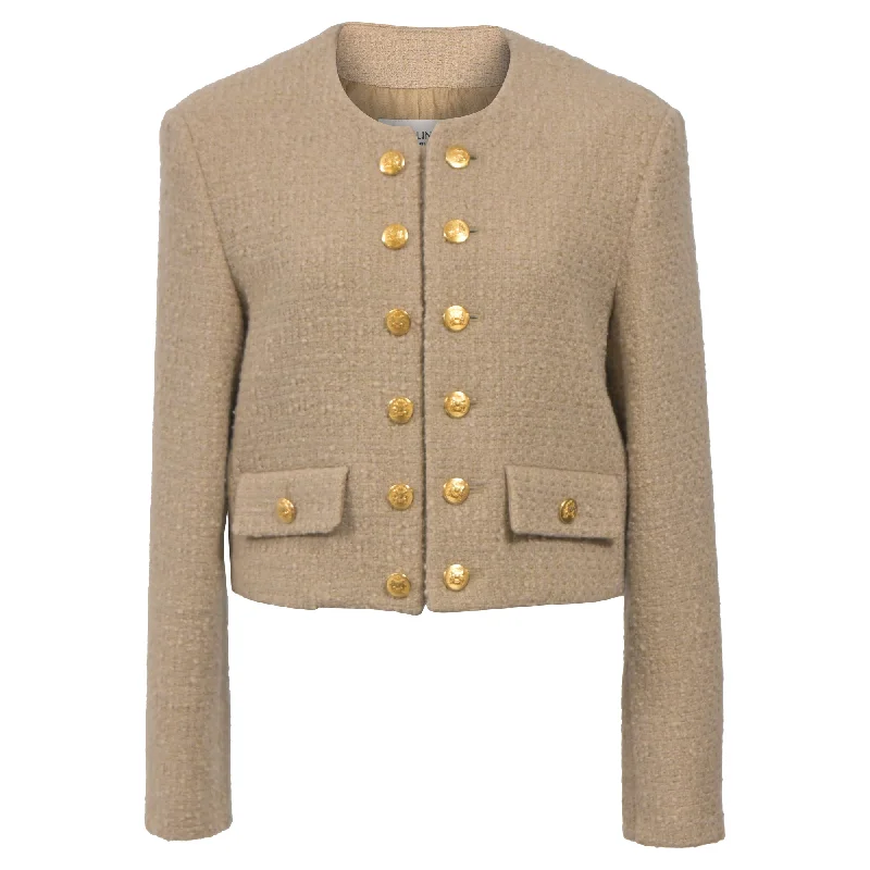 Celine 2022 Baie Des Anges 'Chasseur' Evening Jacket in Beige Virgin Wool