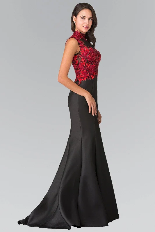 Long Prom Dress with Illusion Embroidered Bodice