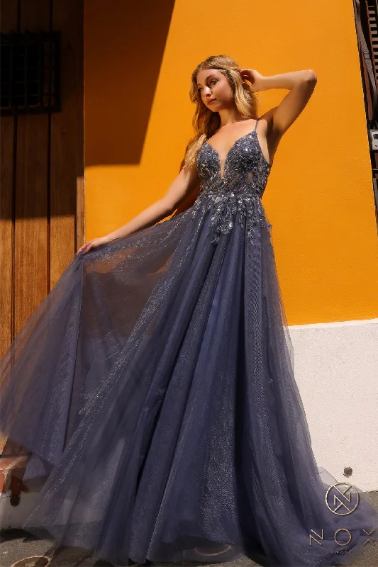 Nox Anabel Q1391 A Line Beaded Long Prom Gown