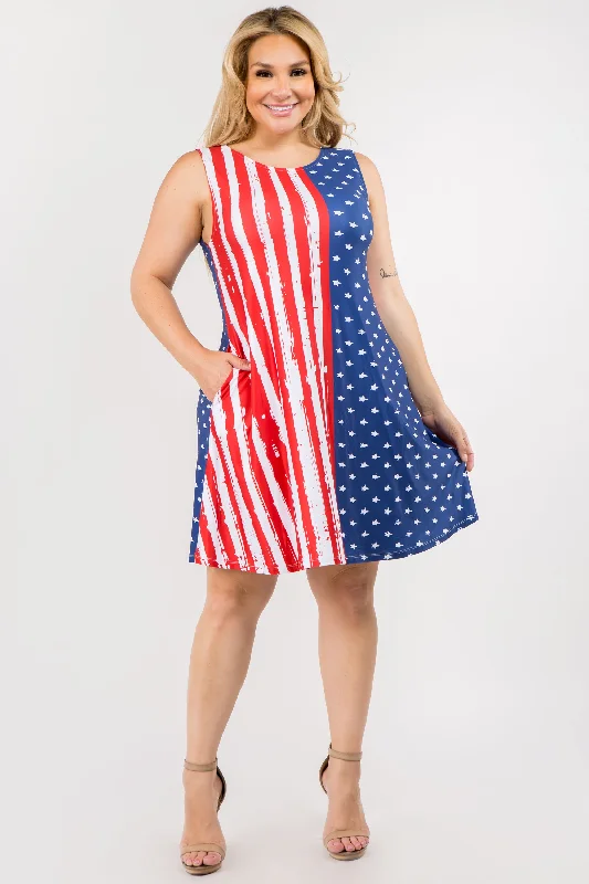 Plus Size Rustic American Flag Tank Dress