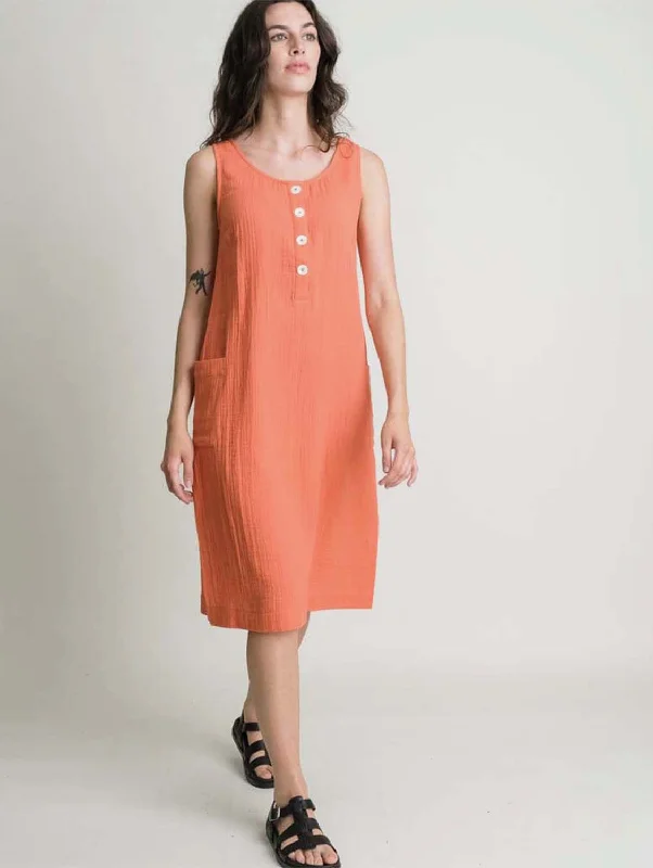 Flori Cotton Sun Dress | Orange