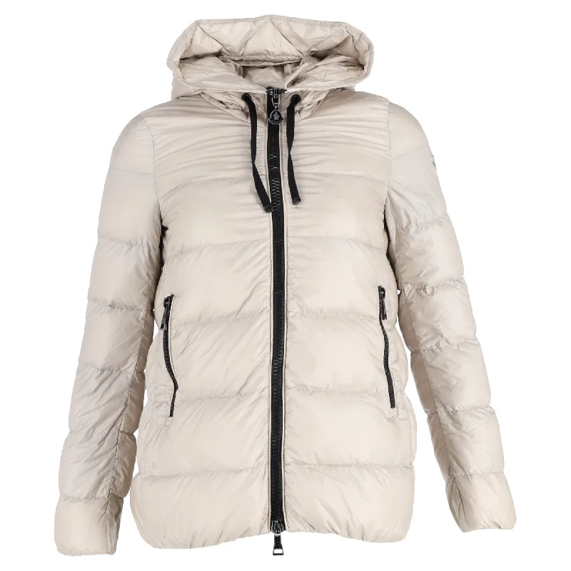 Moncler Quilted Zipped Down Jacket in Beige Polyamide