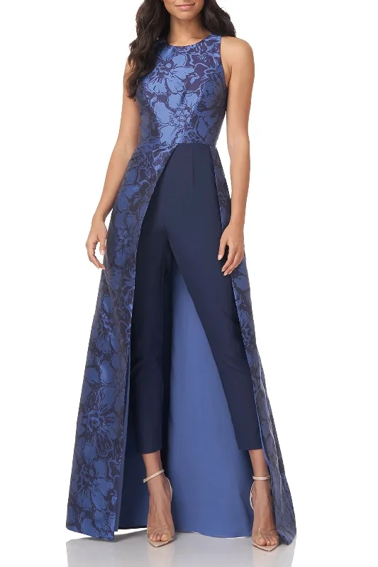 Blue Twilight 10 Kay Unger 5545162 Sleeveless Two Tone Formal Jumpsuit Sale