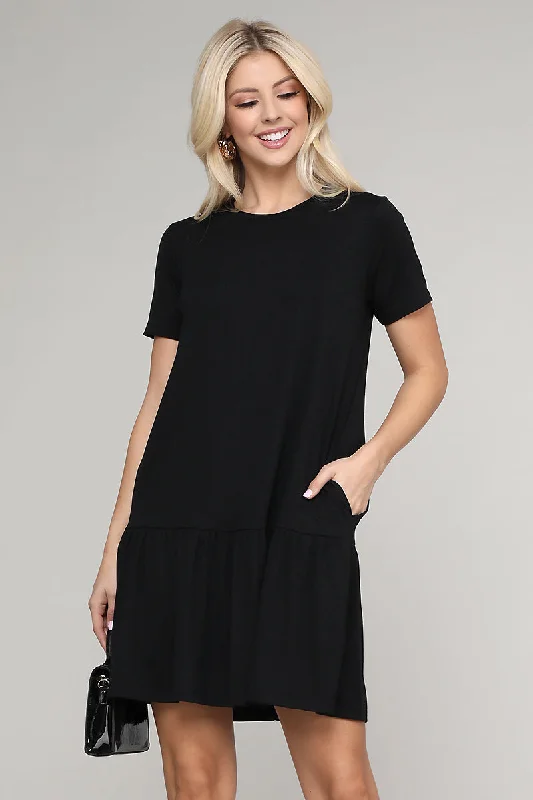 Julisa Short Sleeve Peplum Hem Dress