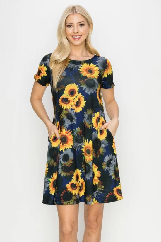 Sunflower Haze Printed Short Sleeved Dress