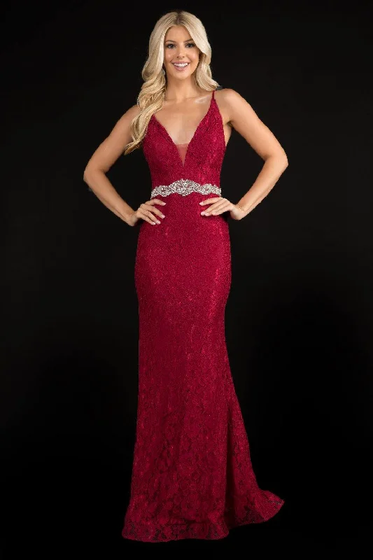 Nina Canacci Long Formal Beaded Lace Prom Gown 2295