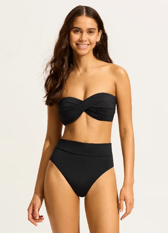 Seafolly Collective Roll Top Bikini Bottom - Black