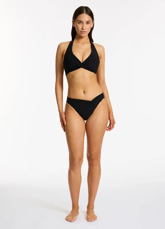 Twist Front Hipster Bikini Bottom - Black