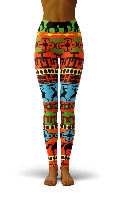 Afro African Kente Art Style 5 Print Legging